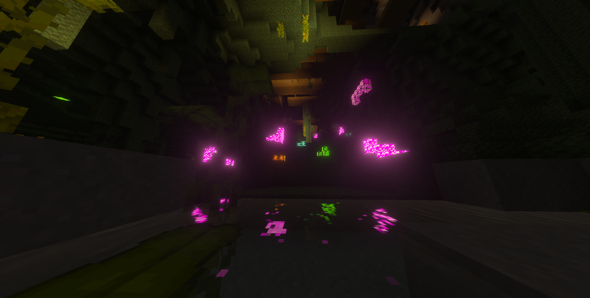 Underground cave with vibrant visuals